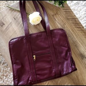 TUMI Burgundy Leather Bag Computer Briefcase 💼